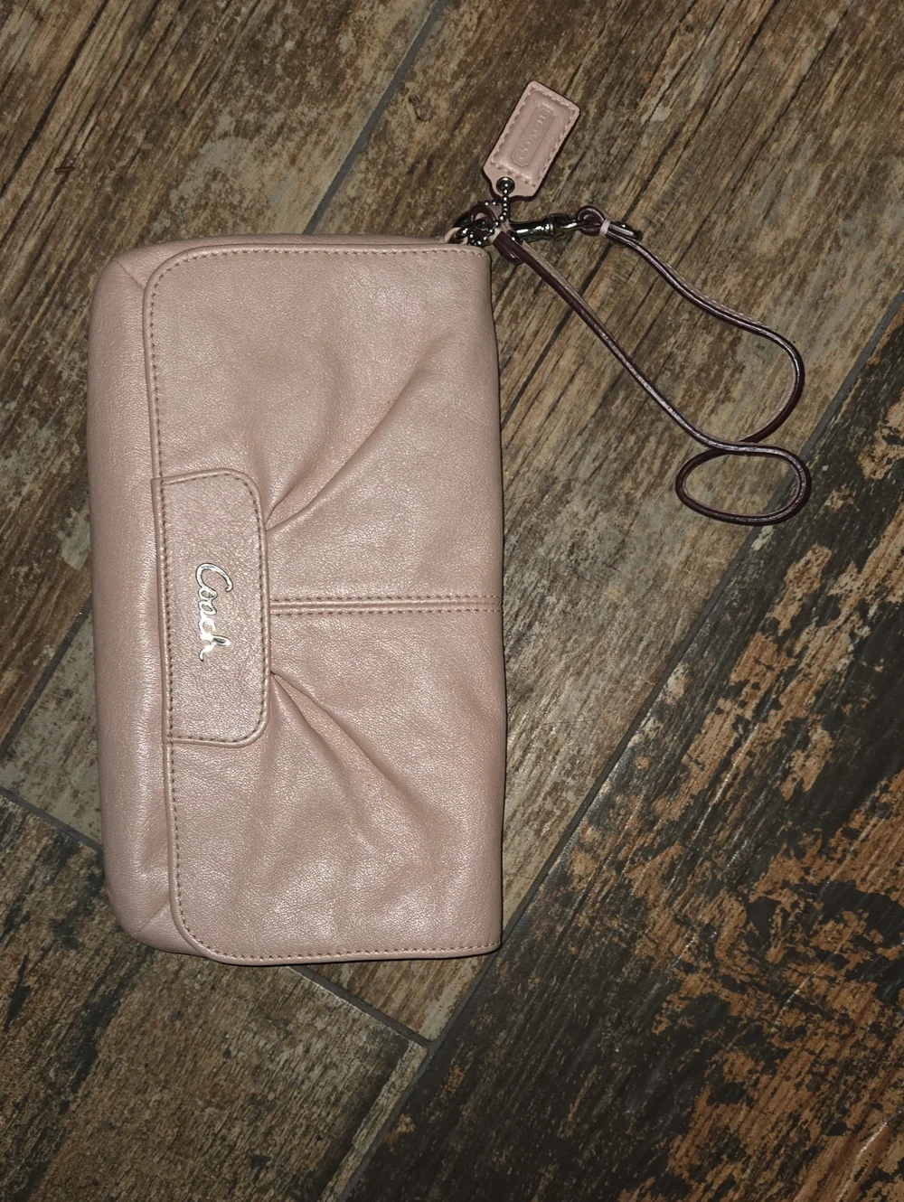 Coach Leather Wristlet in Blush Pink